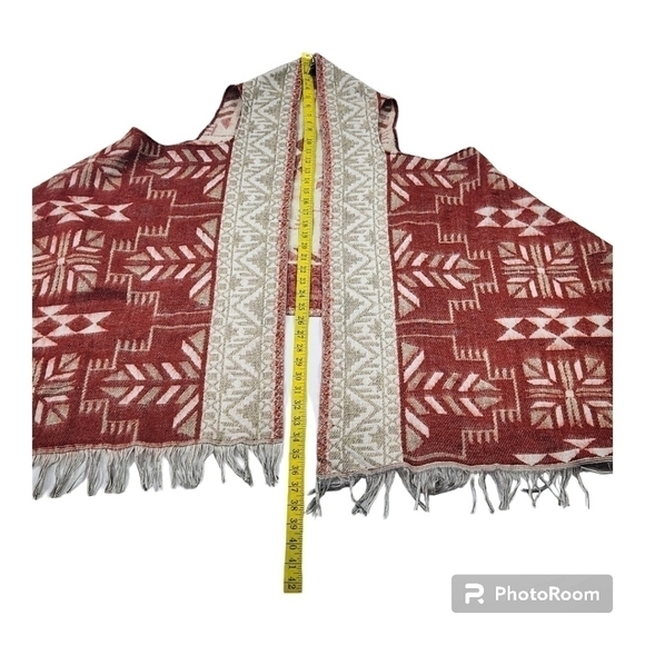 Quagga Aztec Fringe Vest Jacket Boho Southwest Tyle - Picture 5 of 8